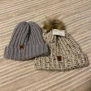 Mommy and me knit winter hats - handmade